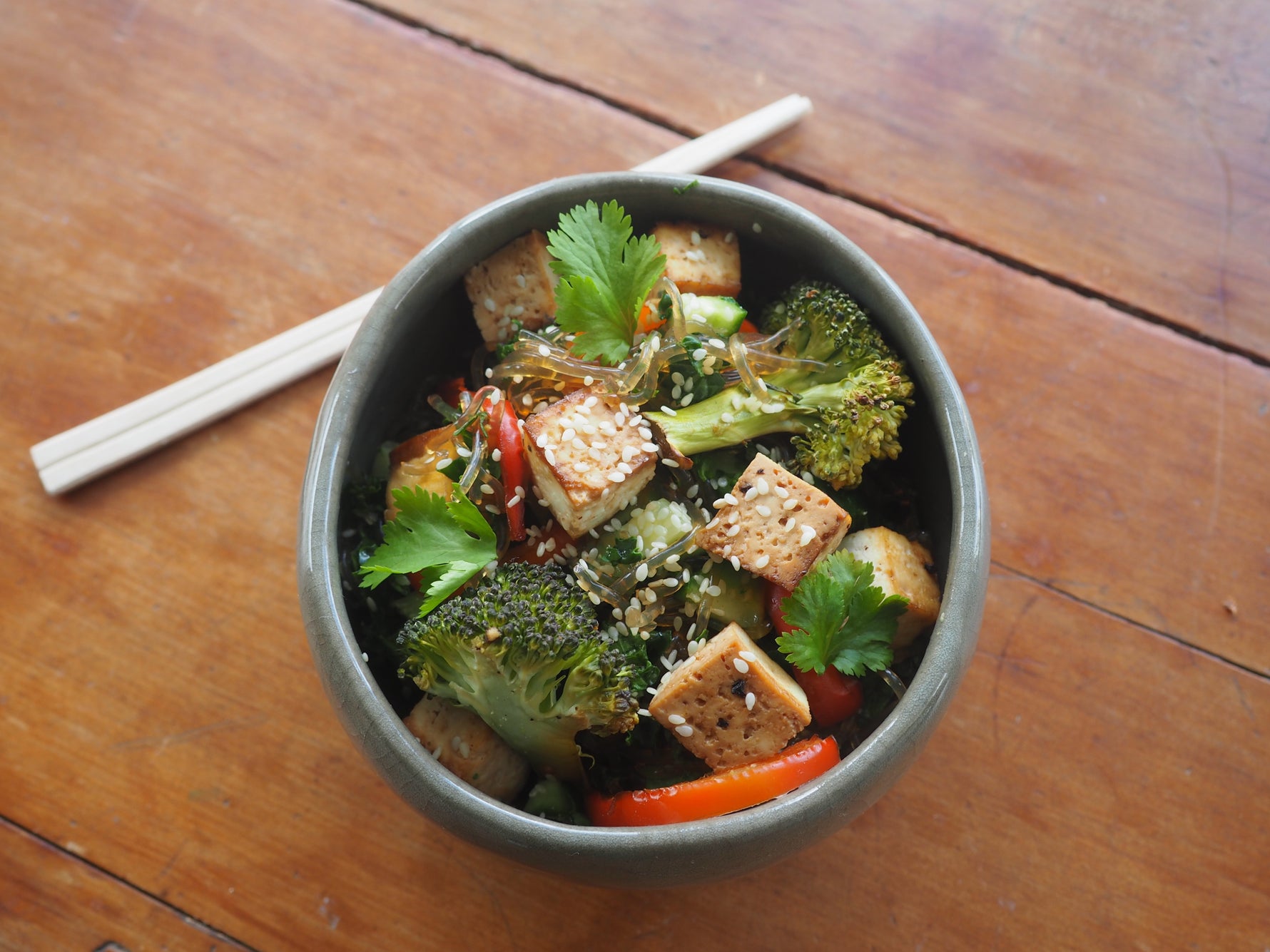 Kelp Noodle Salad w/ Baked Tofu & Citrus Miso Dressing