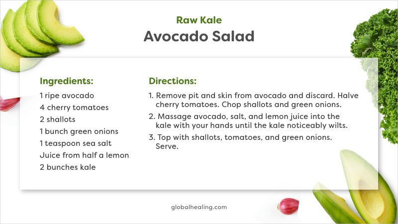 Raw Kale Avocado Salad from Global Healing