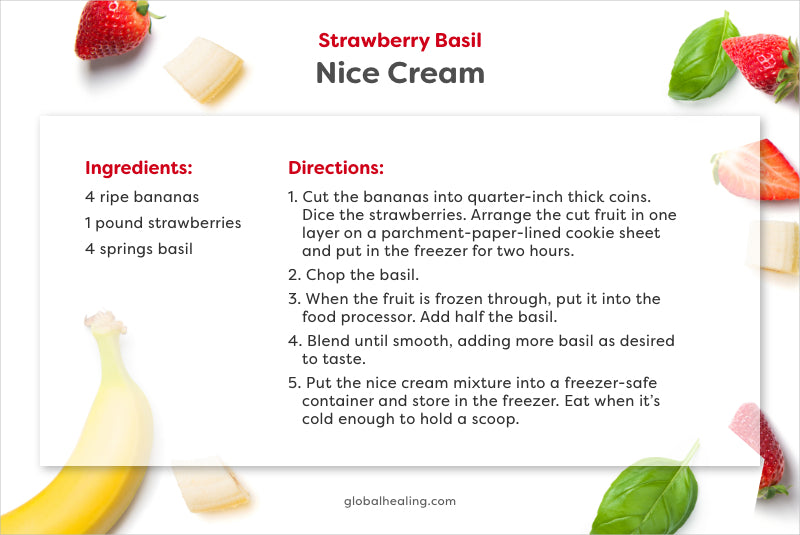 Strawberry Basil Nice Cream from Global Healing