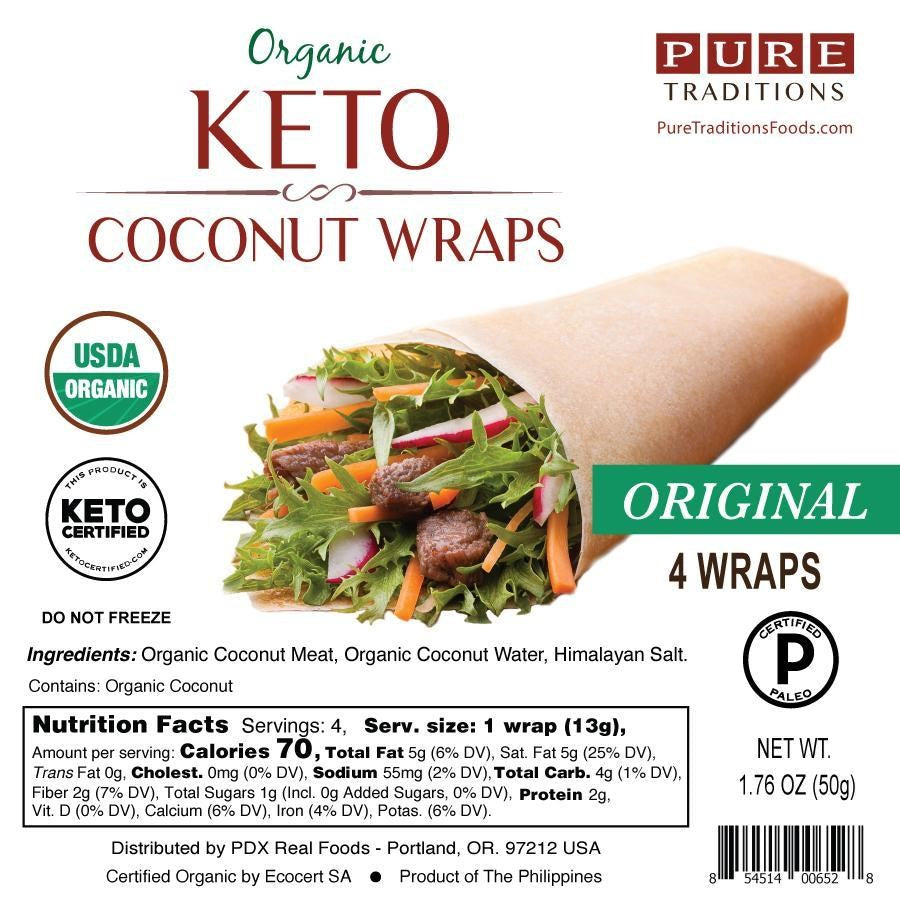 Organic Keto Coconut Wraps, Original - Pack of 4