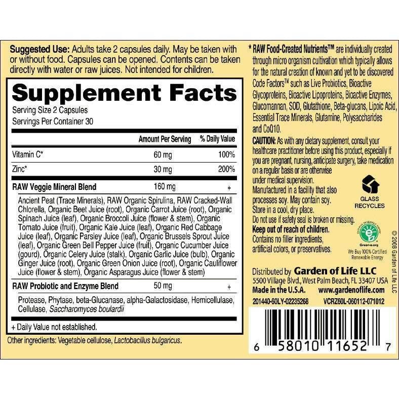 Vitamin Code - Raw Zinc - 60 capsules