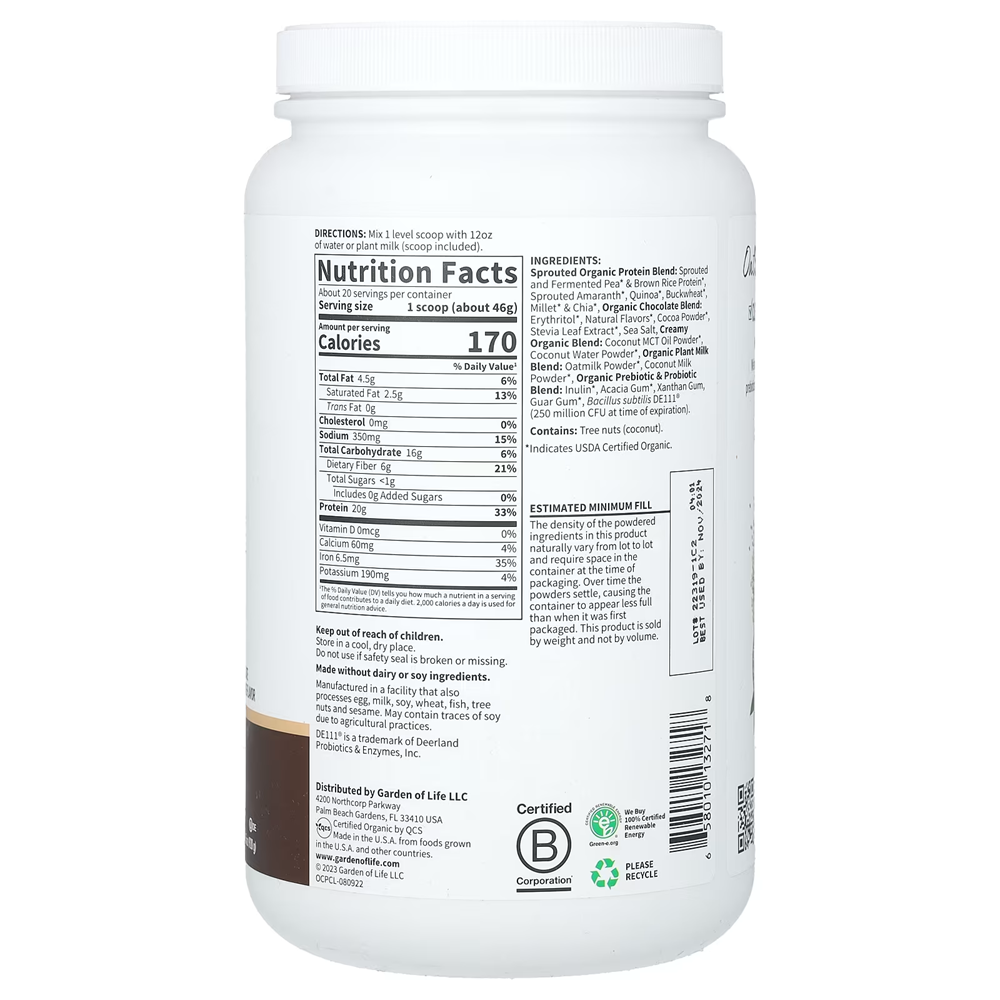 Organic Creamy Protein with Oatmilk - Chocolate Brownie 920g ( BB Date Nov 2025 )
