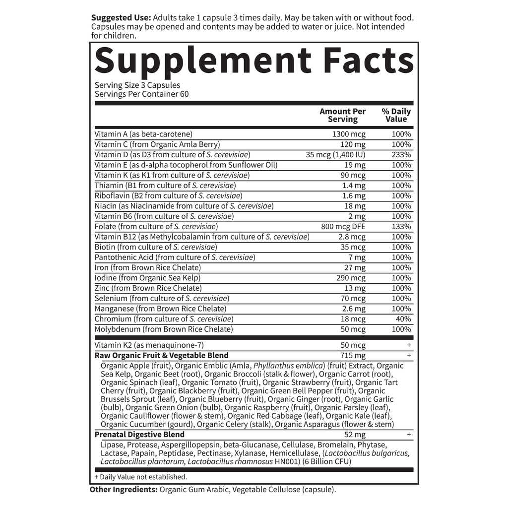 Vitamin Code - Raw Prenatal - 180 UltraZorbe Vegan capsules