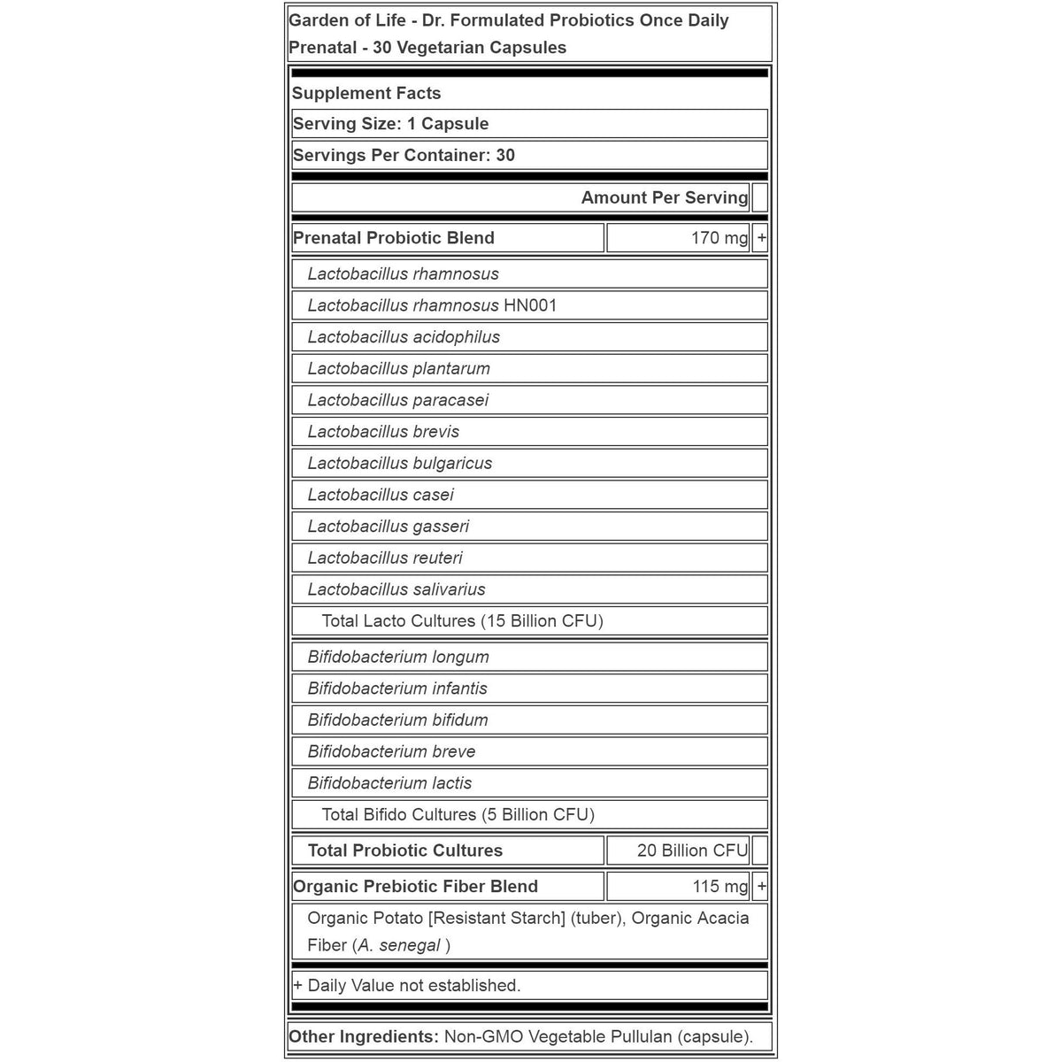 Dr Formulated Prenatal Probiotic nutritionals