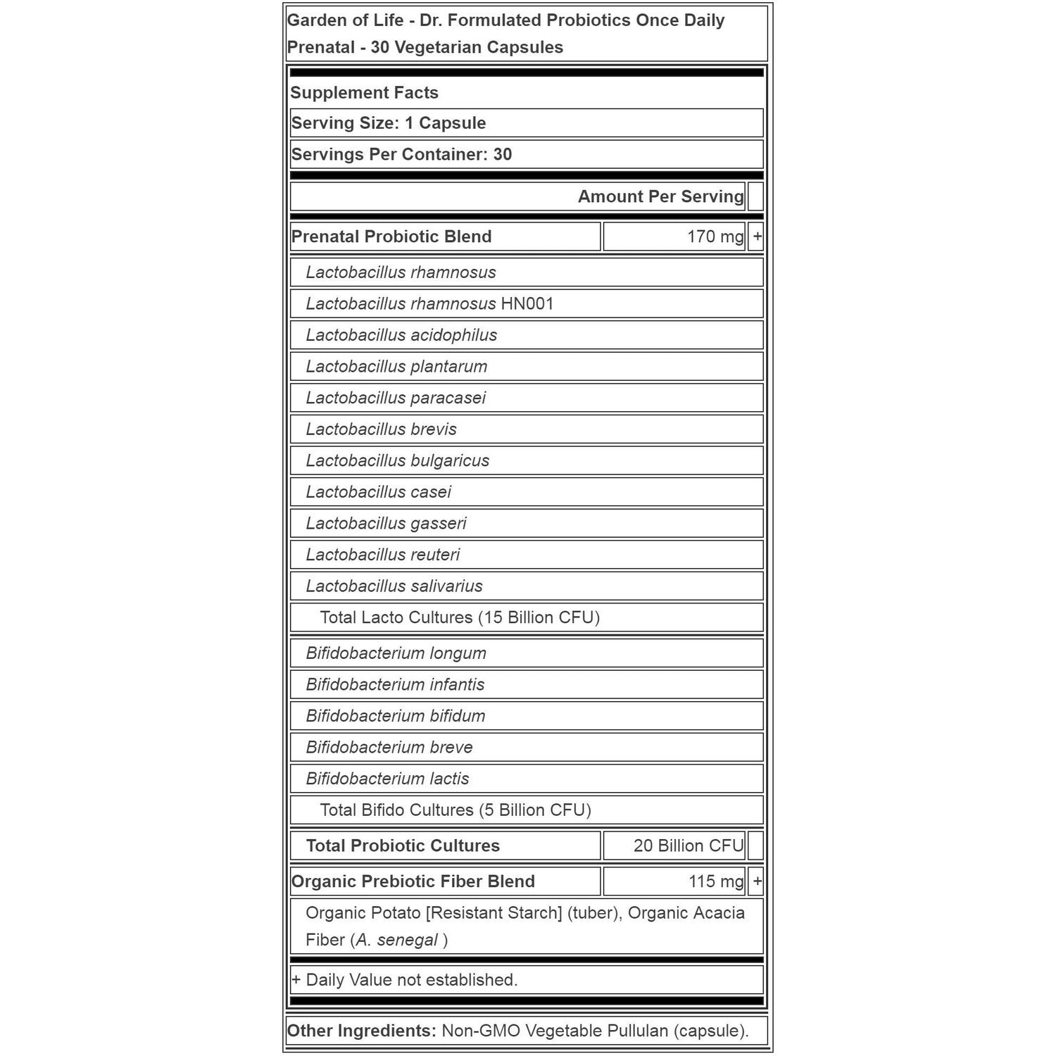 Dr Formulated Prenatal Probiotic nutritionals