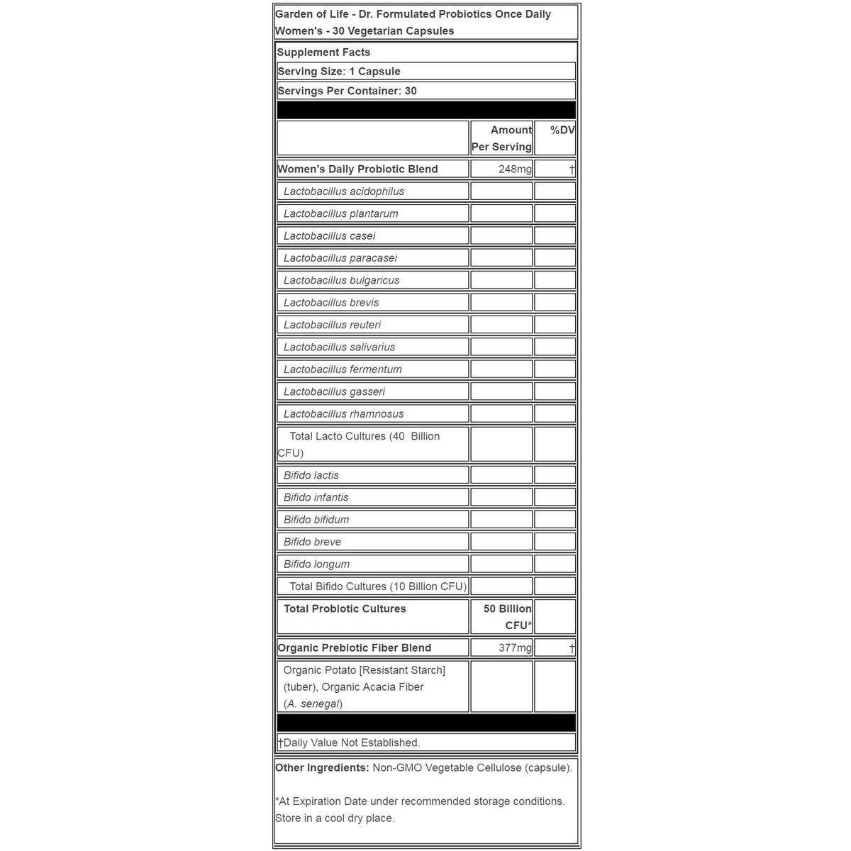 Dr Formulated Once Daily Women's Probiotic nutritionals
