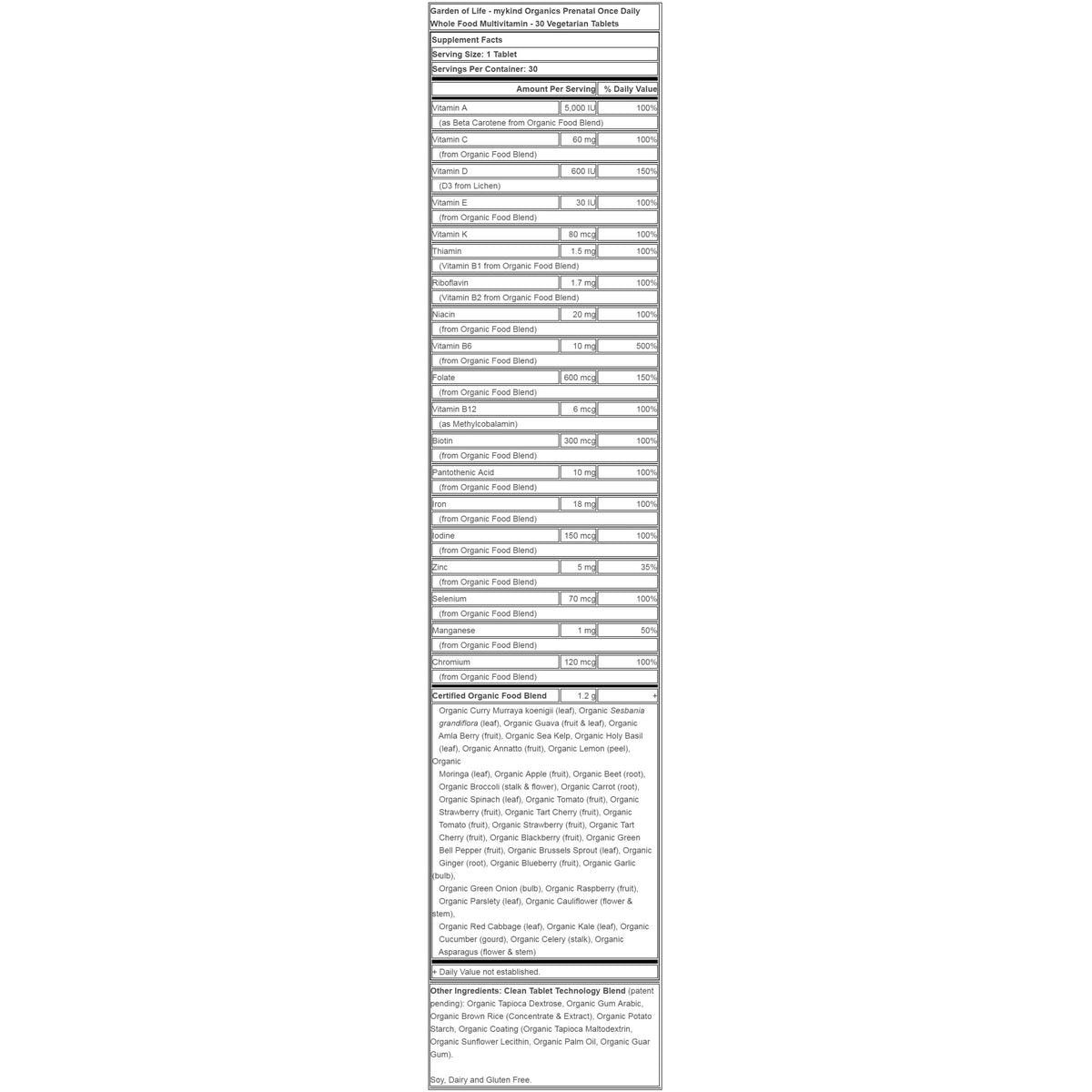 mykind prenatal once daily 30 nutritionals